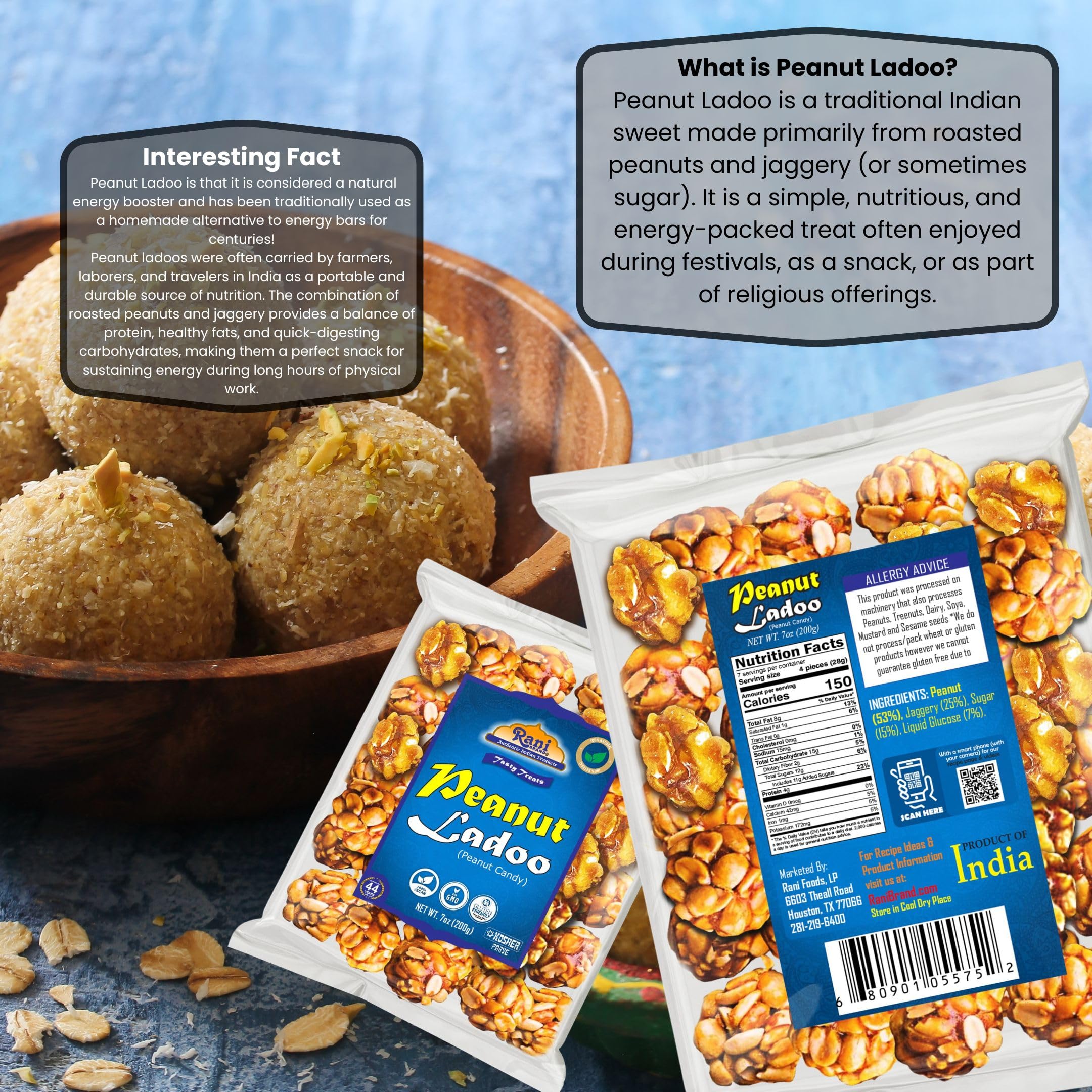 Rani Peanut Ladoo (Round Peanut Brittle Candy) 200g {2 Sizes Available} - Image 7