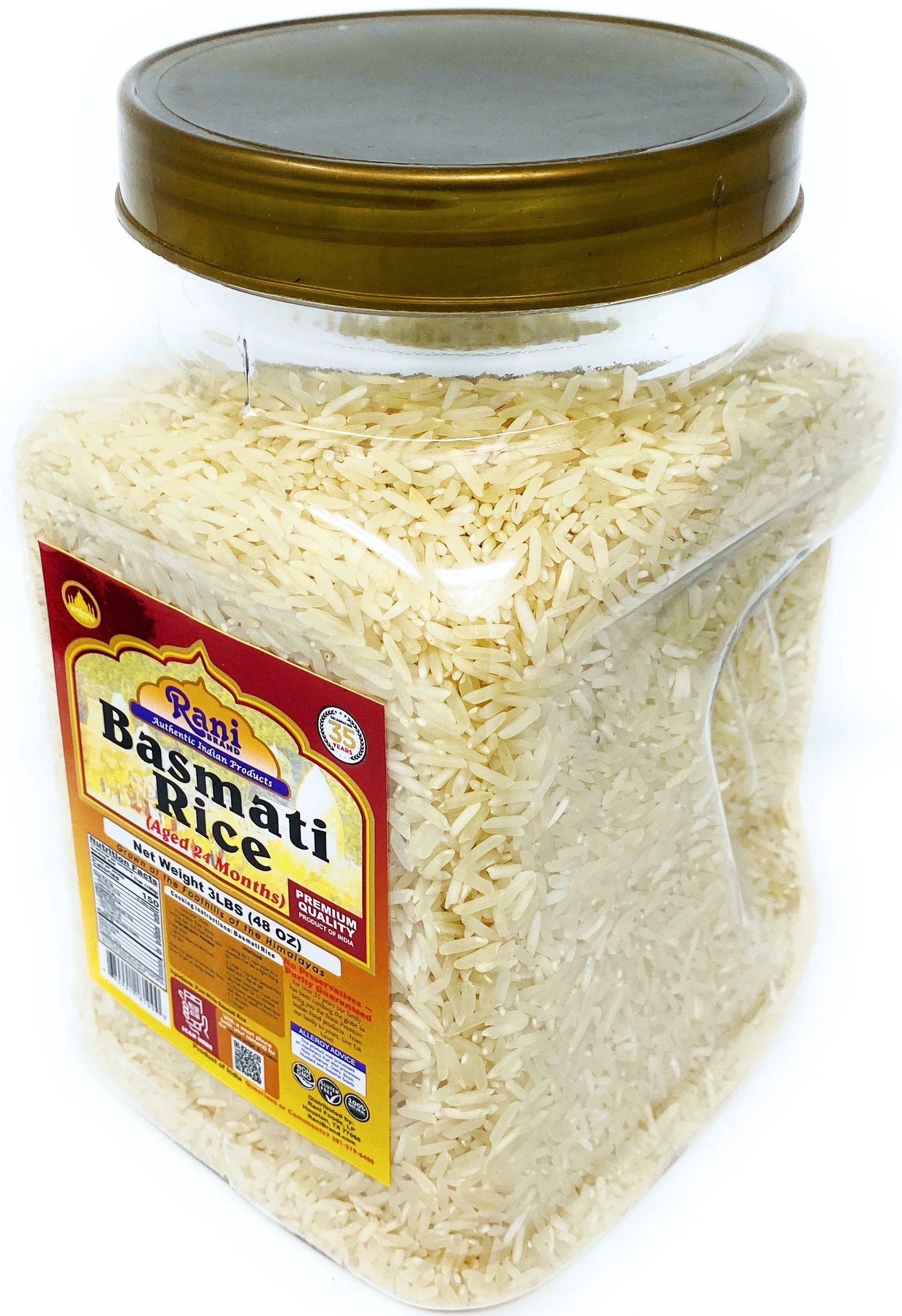 Rani Platinum White Basmati Rice Extra Long Aged, 48oz (3lbs) 1.36kg PET Jar ~ All Natural | Vegan | Gluten Friendly | Indian Origin - Image 5
