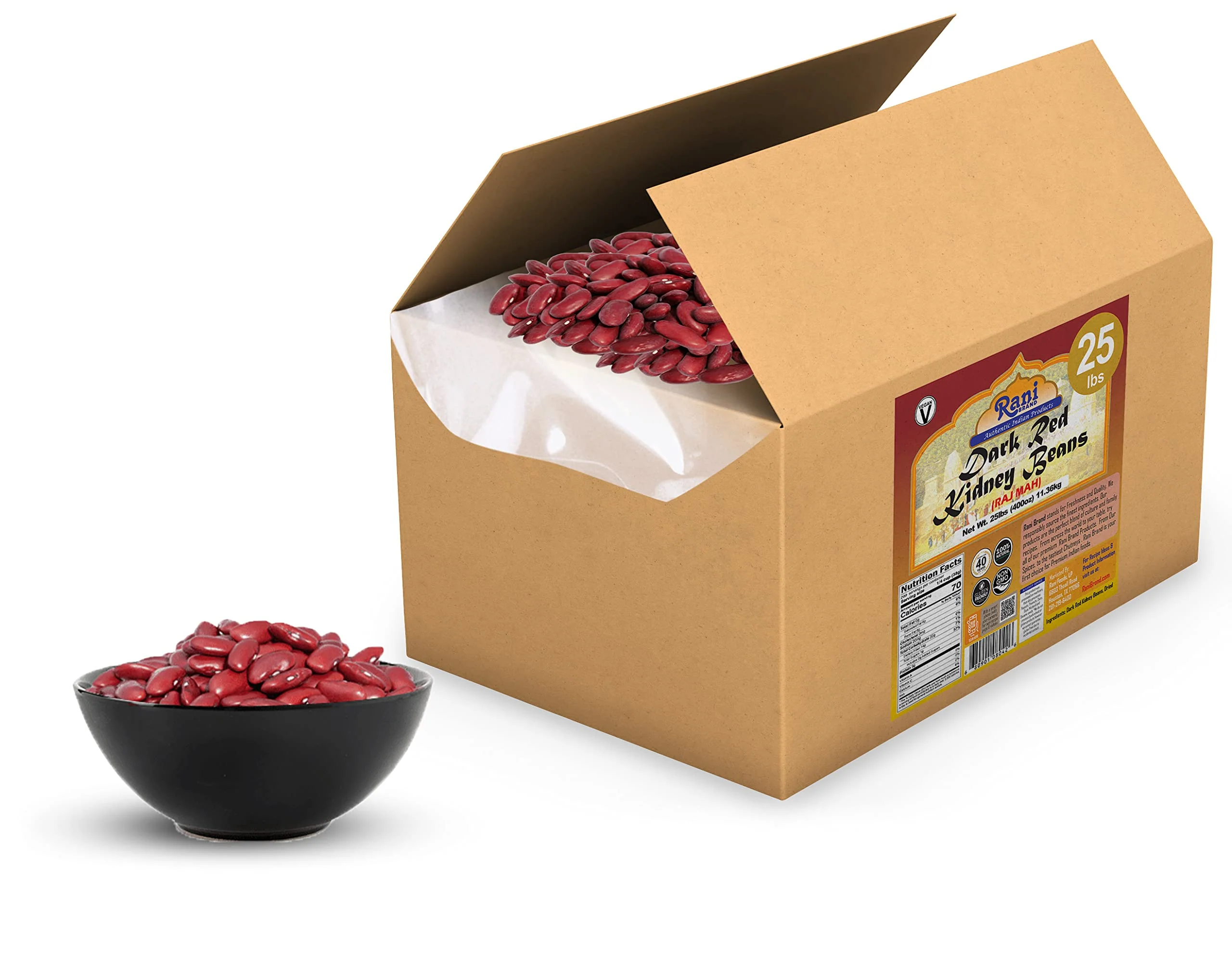 Rani Red Kidney Beans, Dark 400oz (25lbs) 11.36kg Bulk Box ~ All Natural | Vegan | Gluten Friendly | NON-GMO | Raj Mah - Image 4