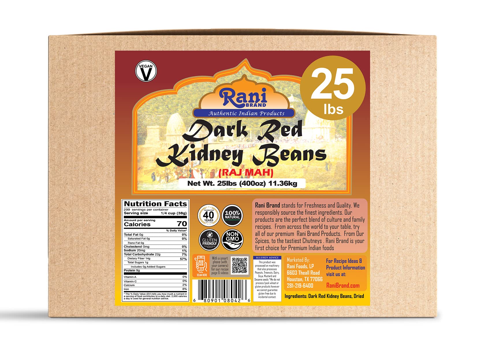 Rani Red Kidney Beans, Dark 400oz (25lbs) 11.36kg Bulk Box ~ All Natural | Vegan | Gluten Friendly | NON-GMO | Raj Mah - Image 6