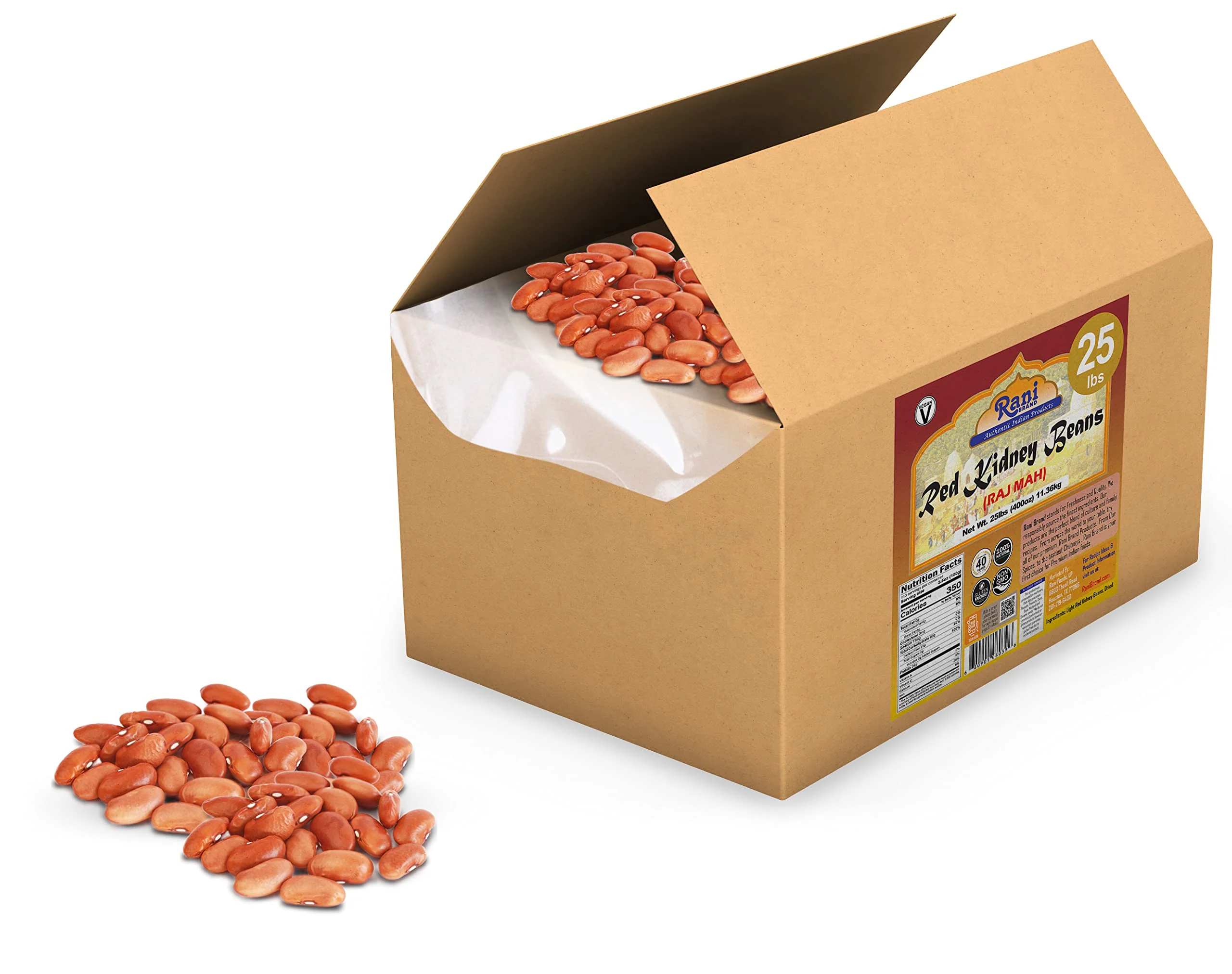 Rani Red Kidney Beans, Light 400oz (25lbs) 11.36kg Bulk Box ~ All Natural | Vegan | Gluten Friendly | NON-GMO | Raj Mah - Image 3