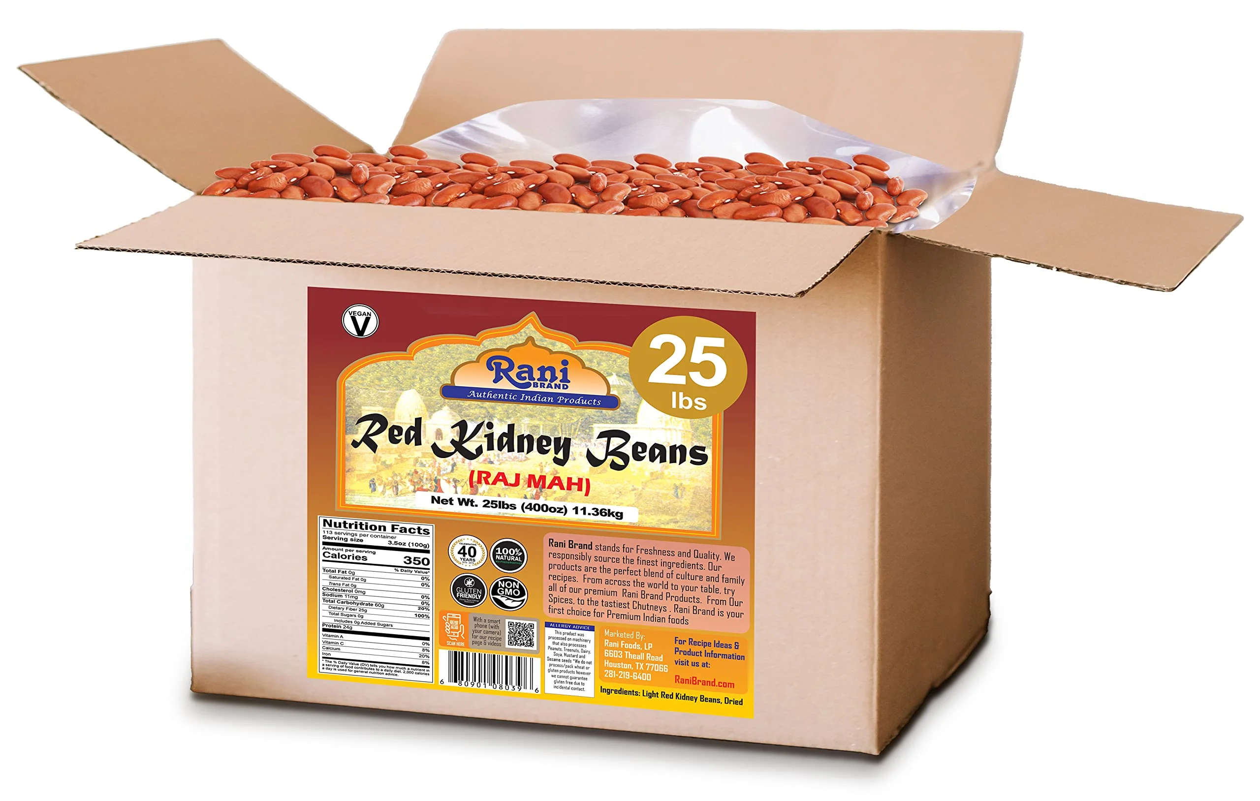 Rani Red Kidney Beans, Light 400oz (25lbs) 11.36kg Bulk Box ~ All Natural | Vegan | Gluten Friendly | NON-GMO | Raj Mah - Image 4