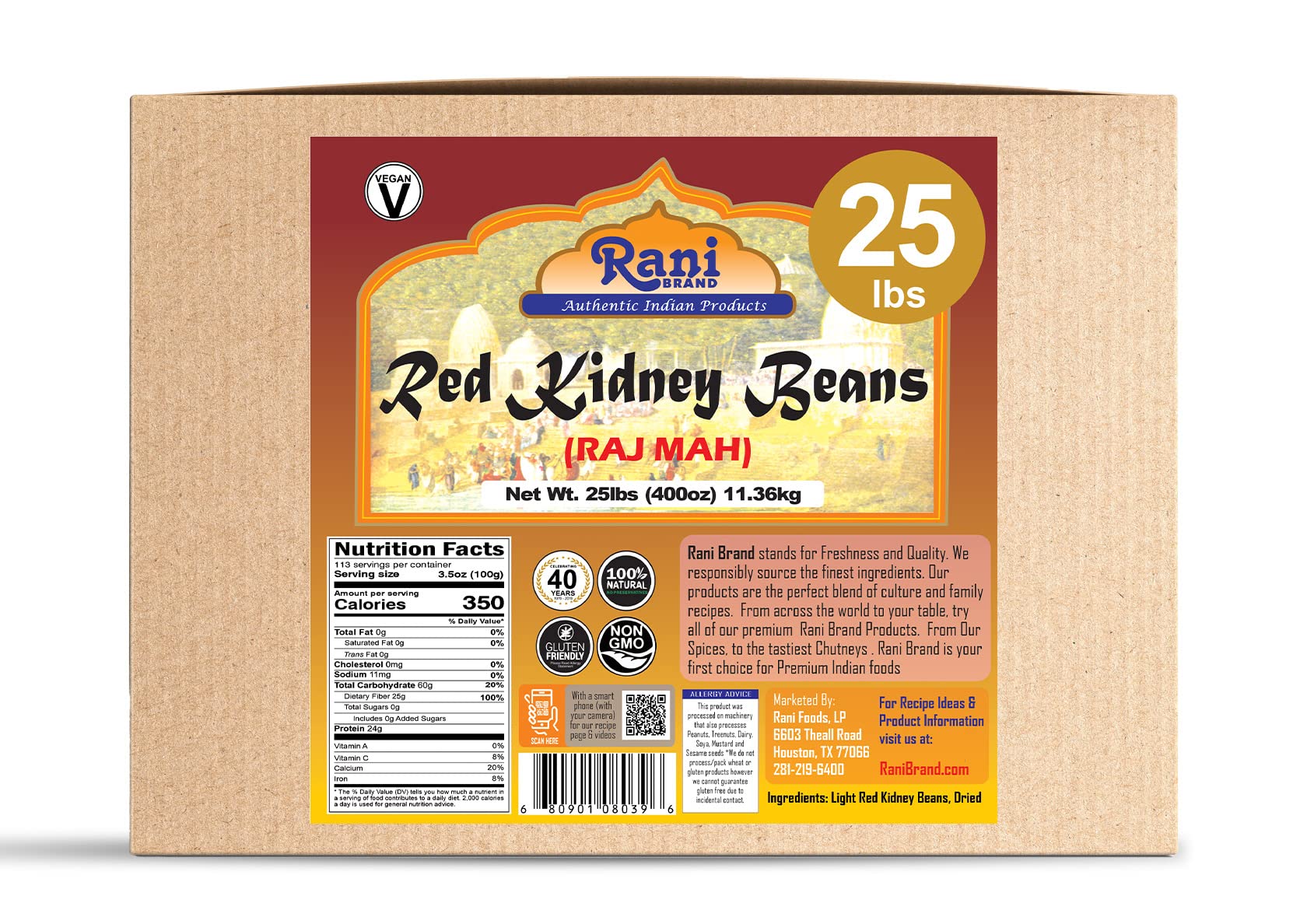 Rani Red Kidney Beans, Light 400oz (25lbs) 11.36kg Bulk Box ~ All Natural | Vegan | Gluten Friendly | NON-GMO | Raj Mah - Image 5