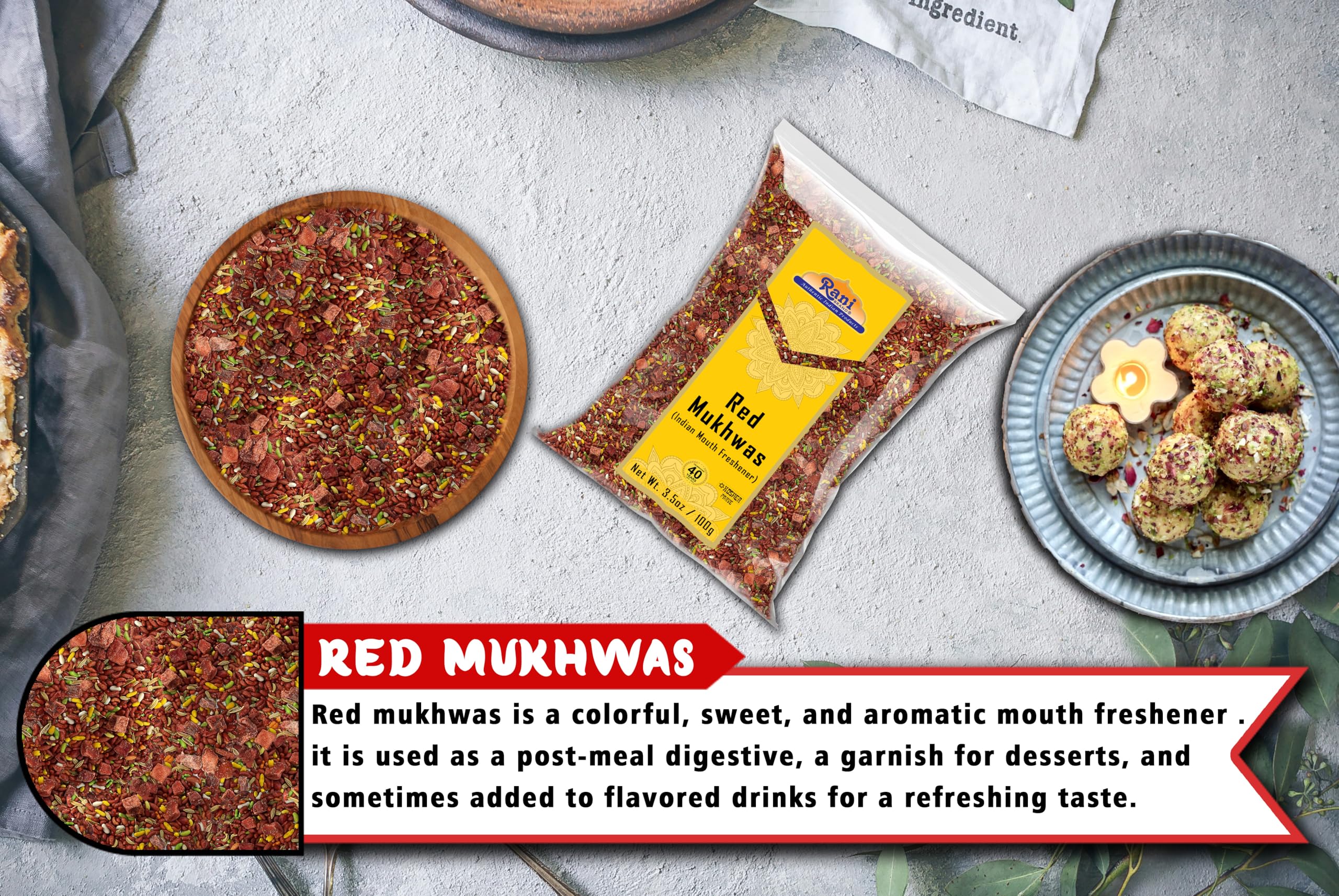 Rani Red Mukhwas (Special Digestive Treat) Indian Candy Mouth Freshener {3 Sizes Available} - Image 3