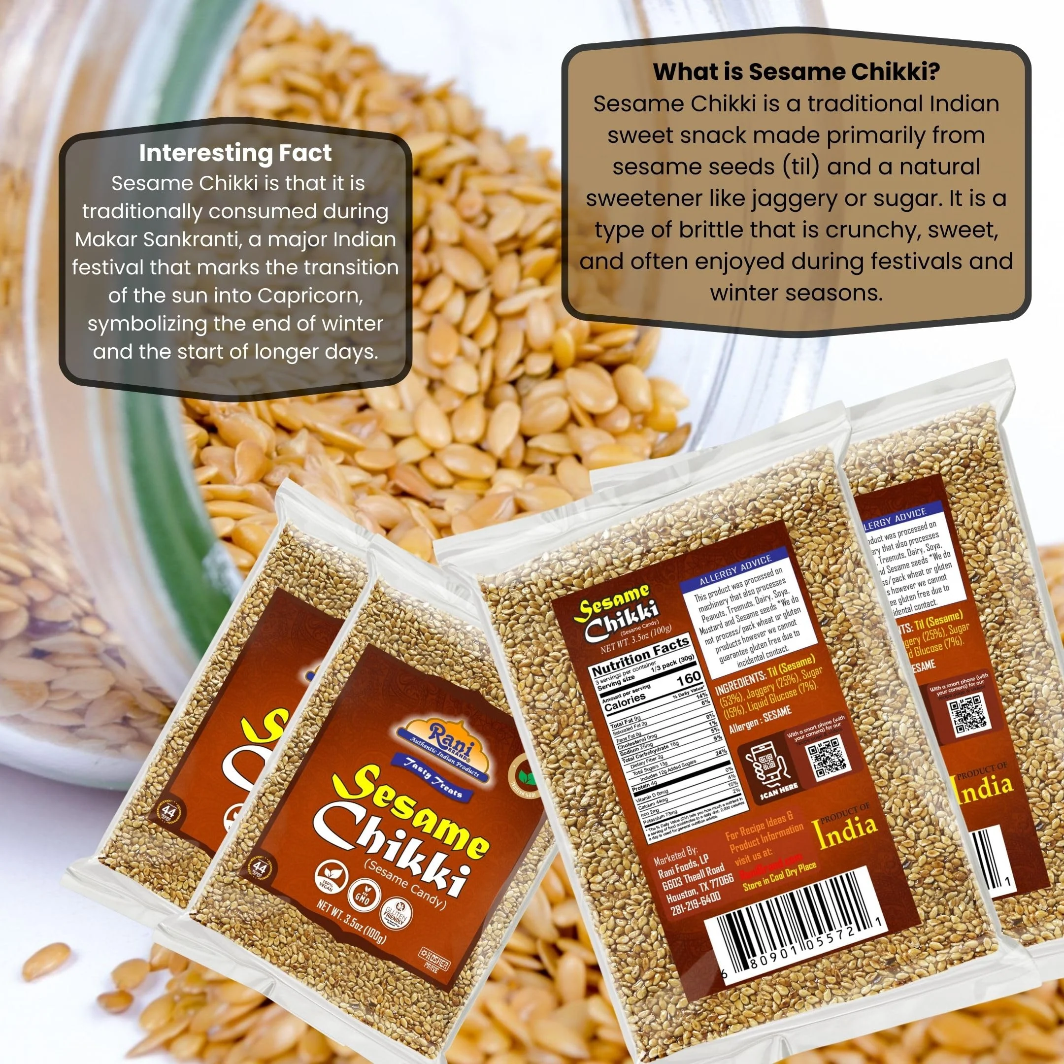 Rani Sesame Chikki (Brittle Candy) {4 Sizes Available} - Image 3