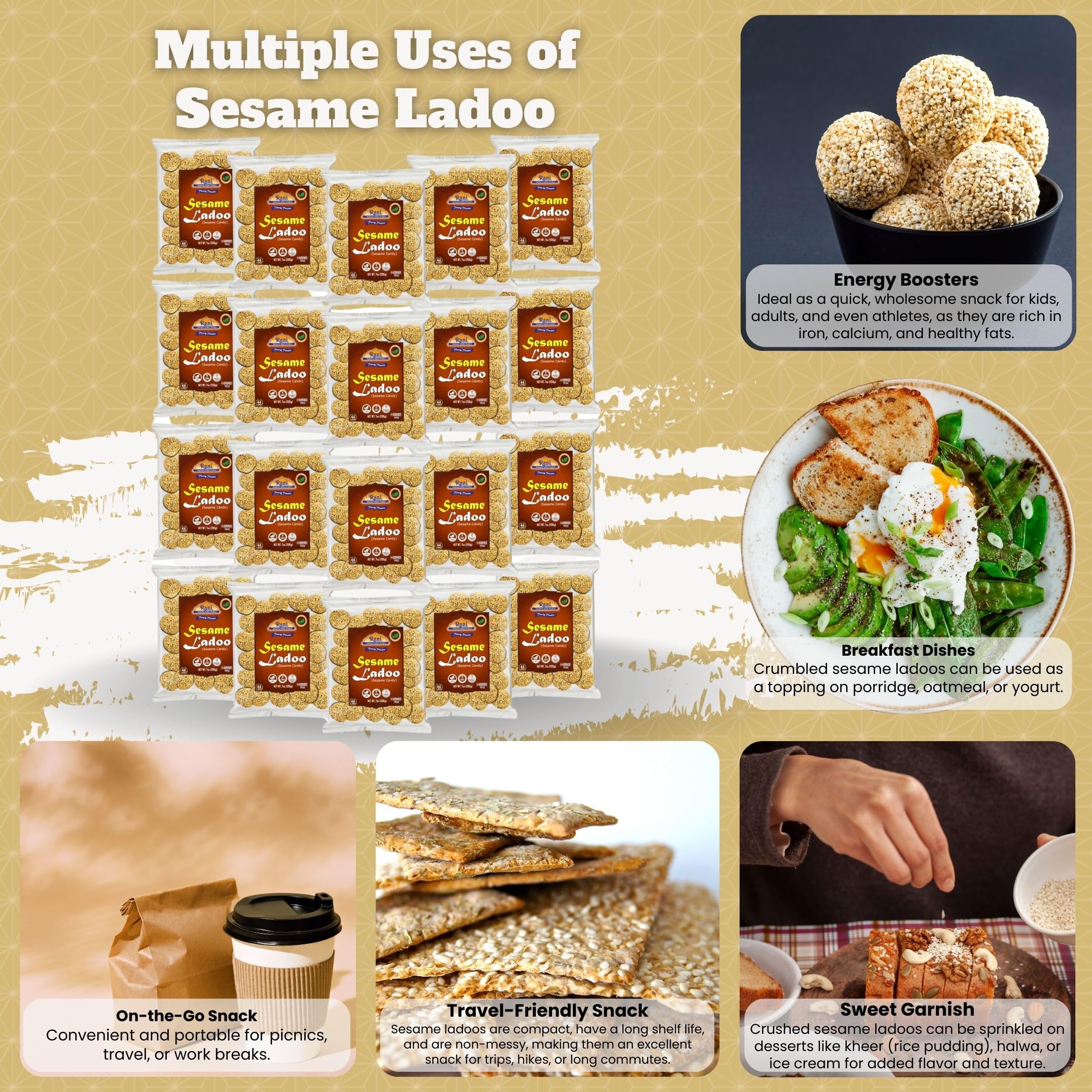 Rani Sesame Ladoo (Round Sesame Brittle Candy) 7oz (200g) {4 Sizes Available} - Image 13