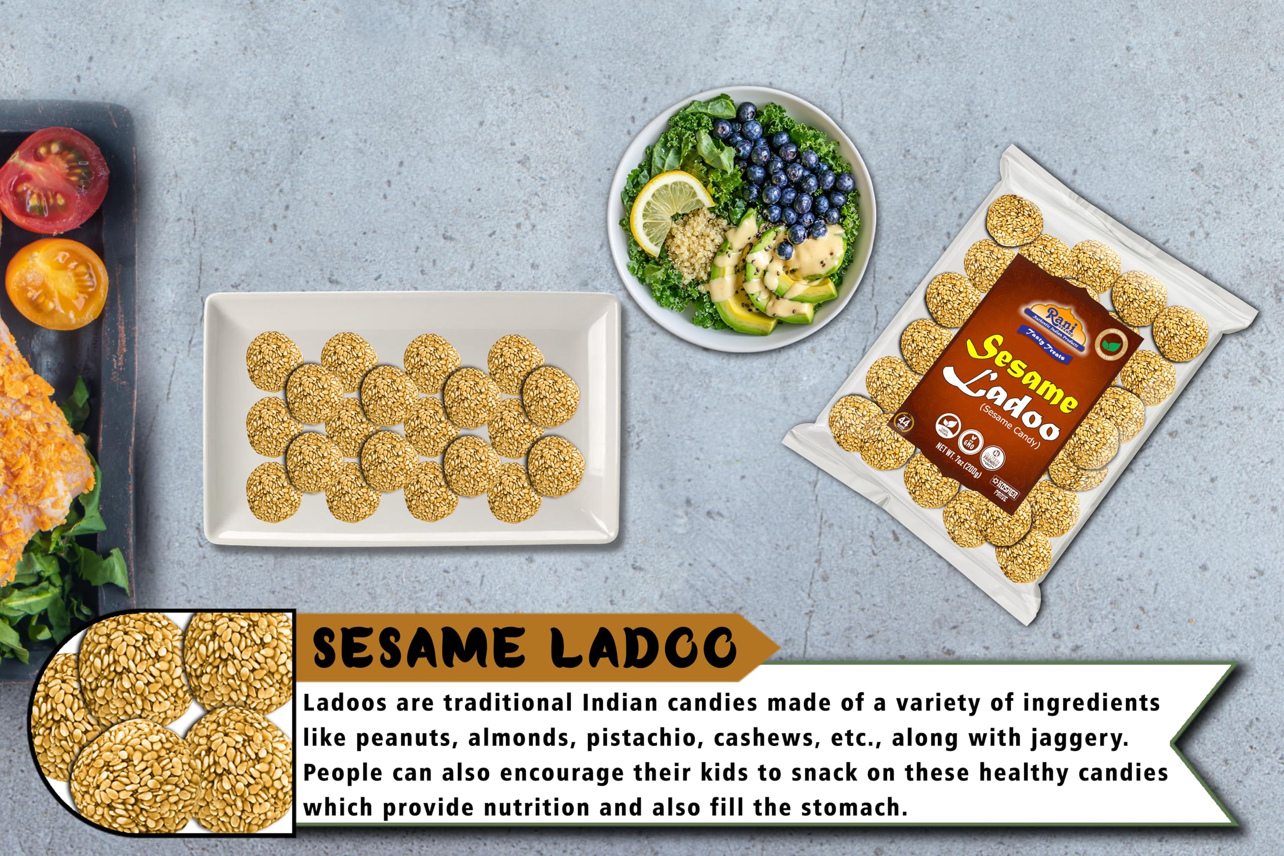 Rani Sesame Ladoo (Round Sesame Brittle Candy) 7oz (200g) {4 Sizes Available} - Image 6