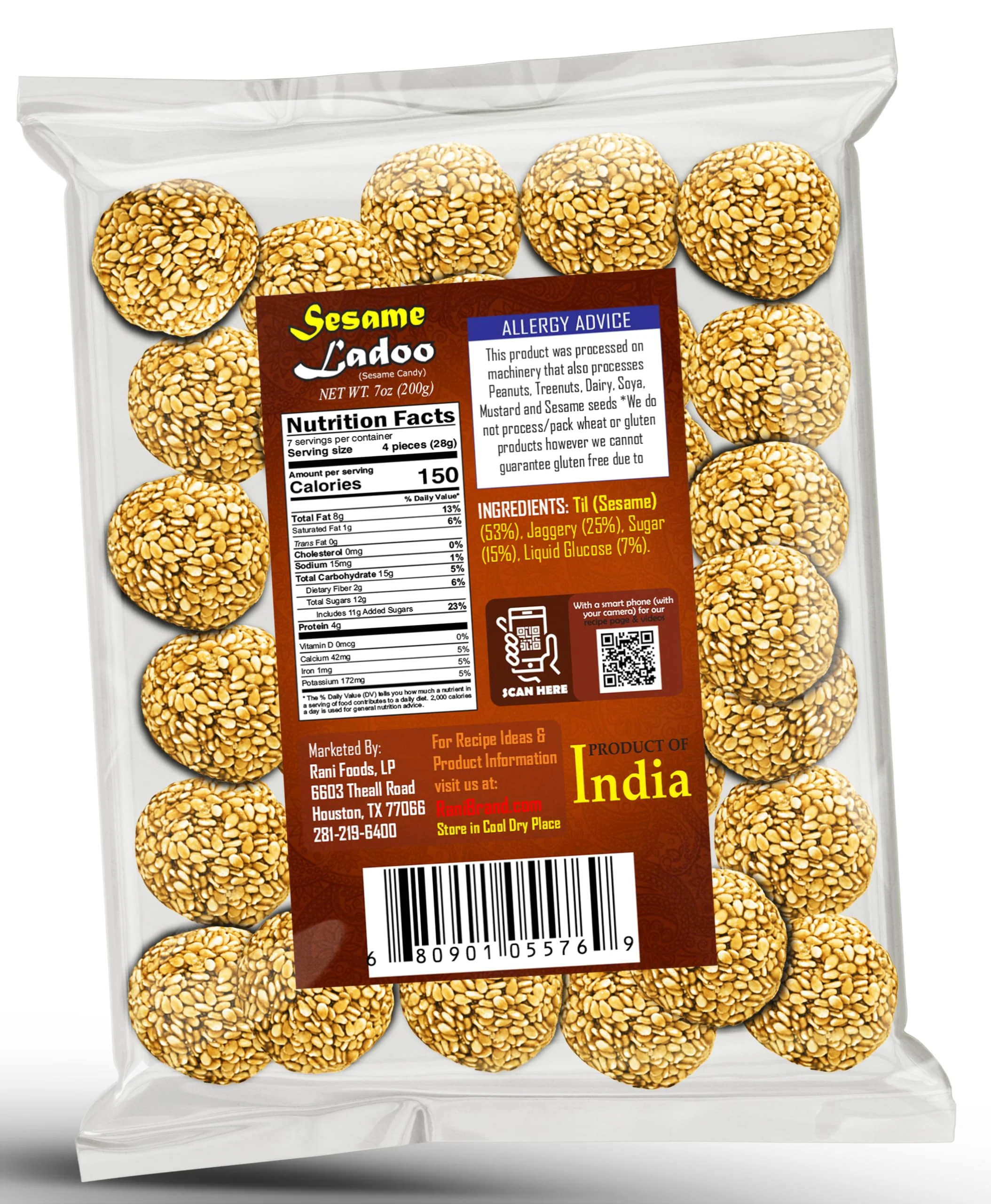 Rani Sesame Ladoo (Round Sesame Brittle Candy) 7oz (200g) {4 Sizes Available} - Image 9
