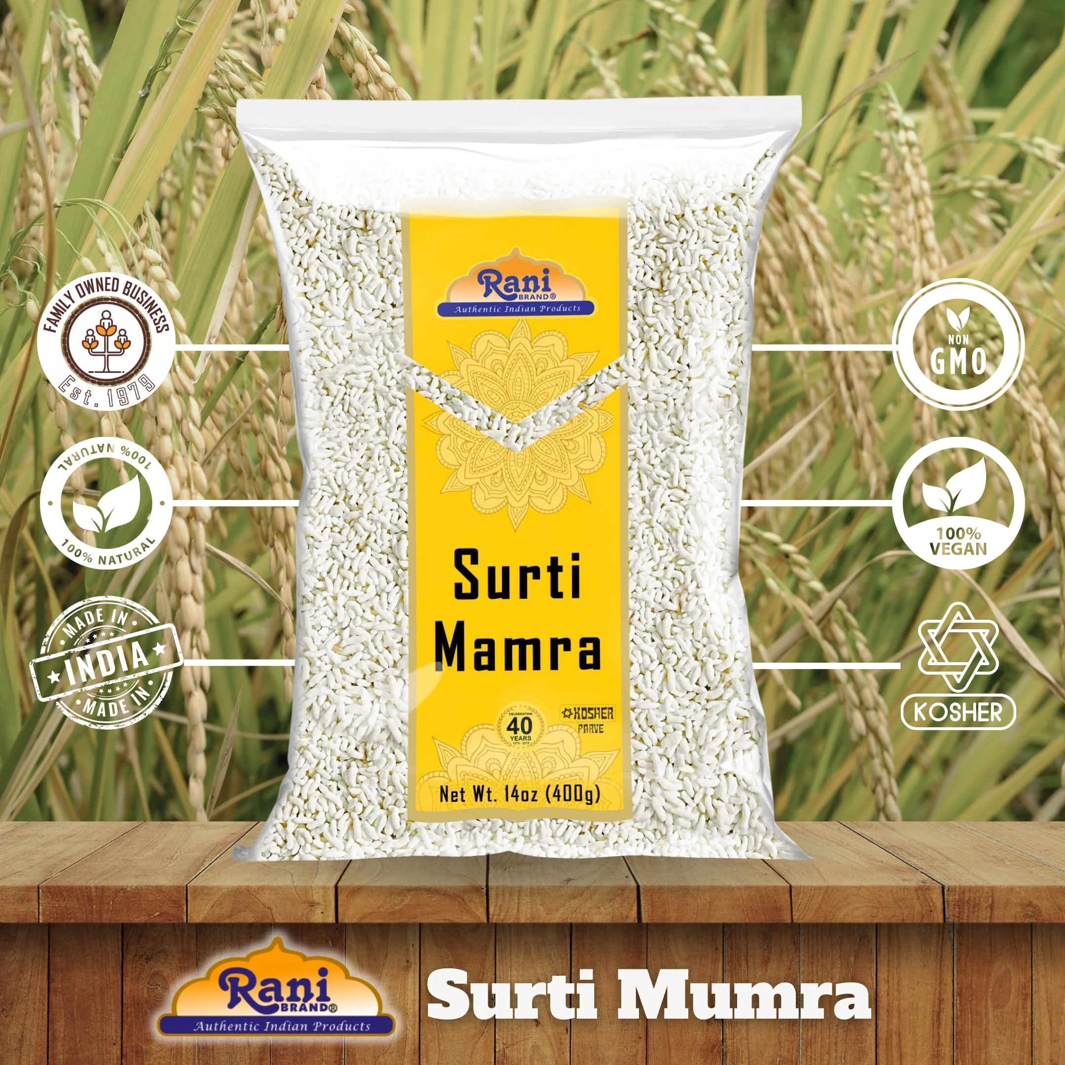 Rani Surti (Surati) (Puffed Rice) 14oz (400g) ~ All Natural | No Color | Gluten Friendly | Vegan | NON-GMO | Kosher | No Salt or fillers | Indian Origin - Image 4