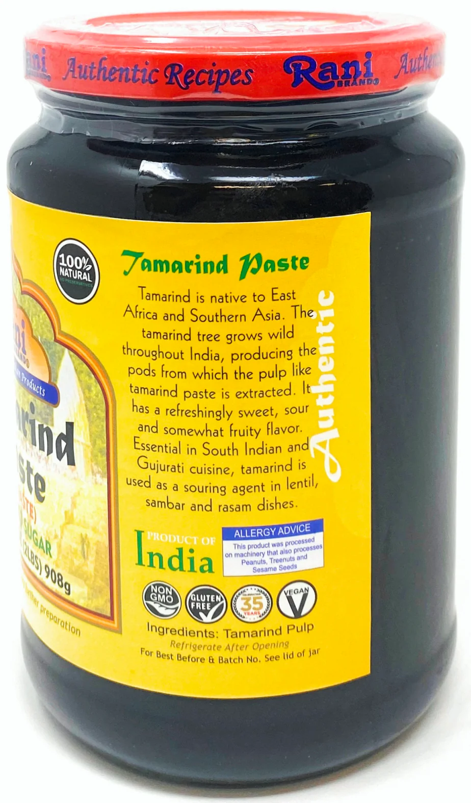 Rani Tamarind Paste Puree (Imli) 32oz (2lbs) 908g Bulk Glass Jar, No added sugar ~ All Natural | Vegan | Gluten Free | No Colors | NON-GMO | Indian Origin - Image 3