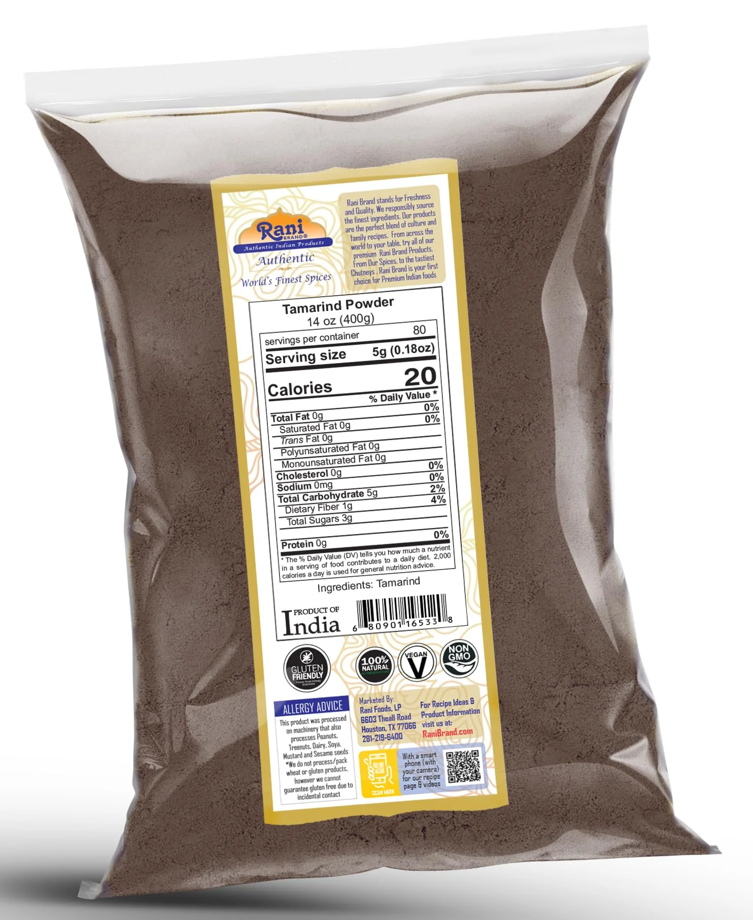 Rani Tamarind Powder (Imli) 14oz (400g) No added sugar/salt | Vegan | Gluten Free Ingredients | NON-GMO | Kosher | Indian Origin - Image 7