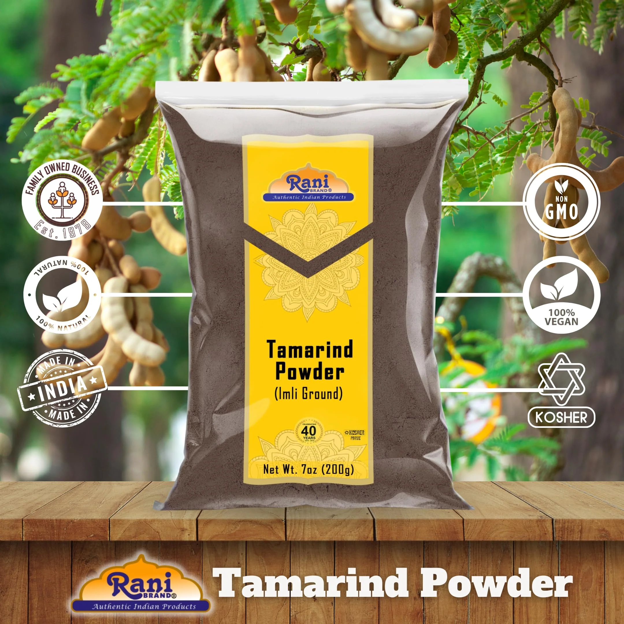 Rani Tamarind Powder (Imli) 7oz (200g) ~ All Natural| No Added Sugar/Salt | Vegan | Gluten Friendly | NON-GMO | Kosher | Indian Origin - Image 4