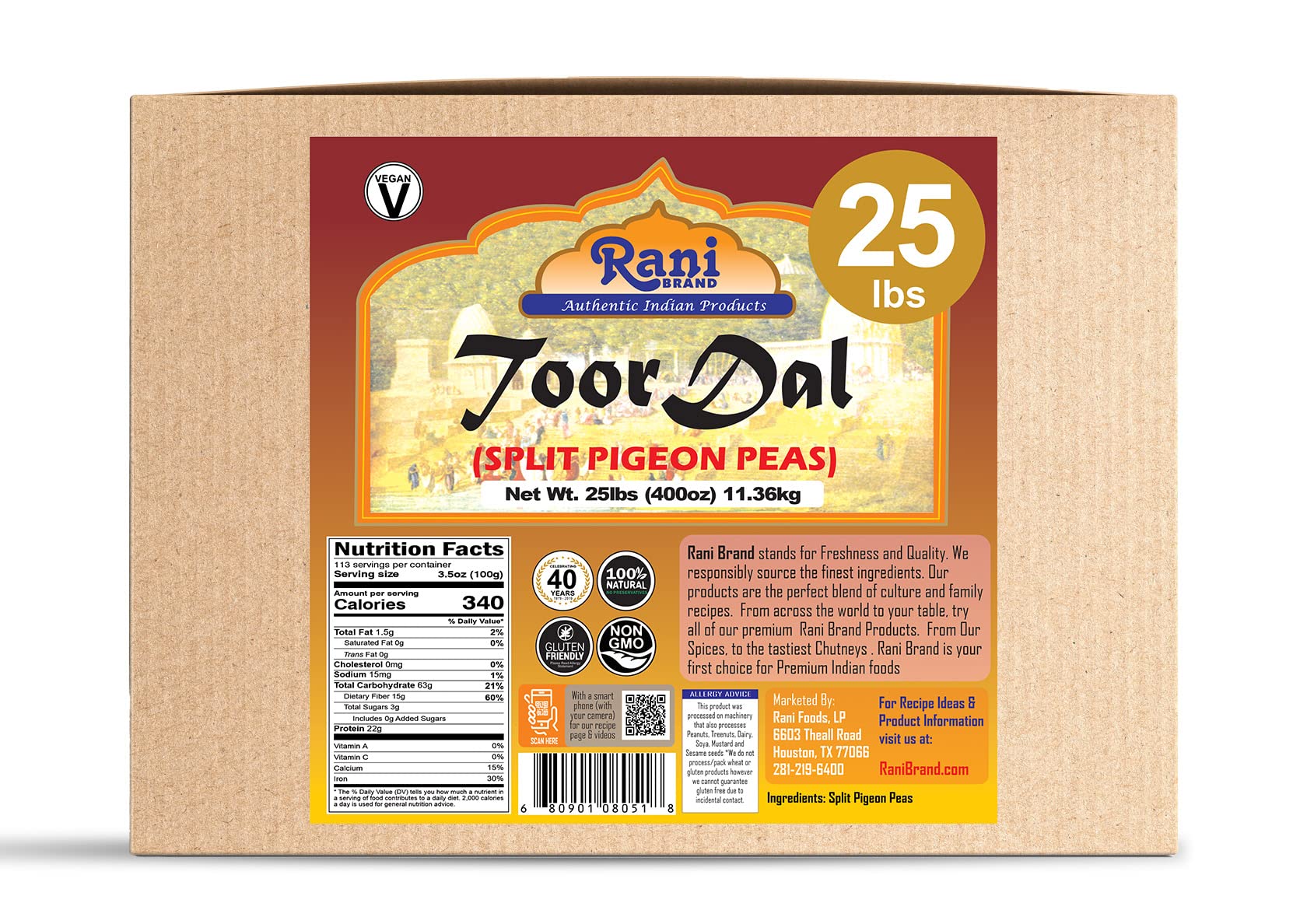 Rani Toor Dal (Split Pigeon Peas) 400oz (25lbs) 11.36kg Bulk Box ~ All Natural | Gluten Friendly | NON-GMO | Vegan | Indian Origin - Image 7
