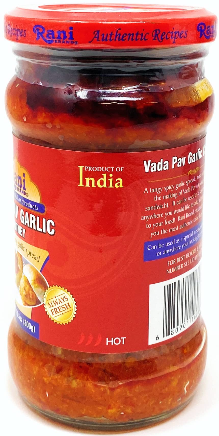 Rani Vada Pav Garlic Chutney 10.5oz (300g) Glass Jar, Ready to Eat ~ Vegan | Gluten Free | NON-GMO | Indian Origin - Image 5